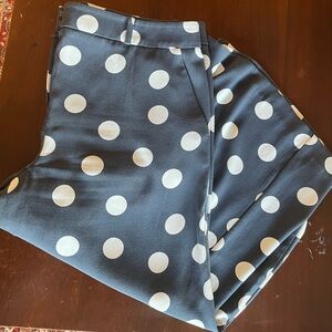 Loft, Women’s, Size 14, Grey Polka Dot Wide Leg Capri Pants